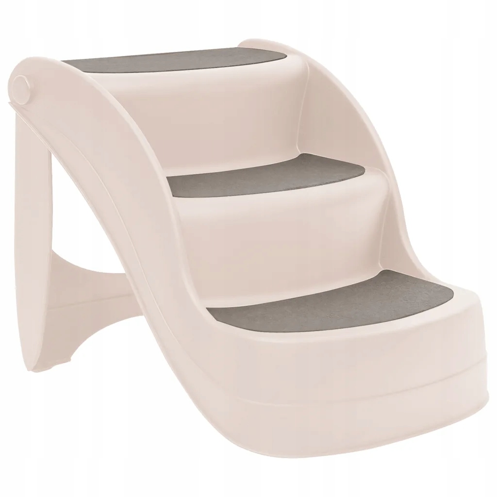Levně Skládací schody pro zvířata s protiskluzovými patkami, krémové, 50x3