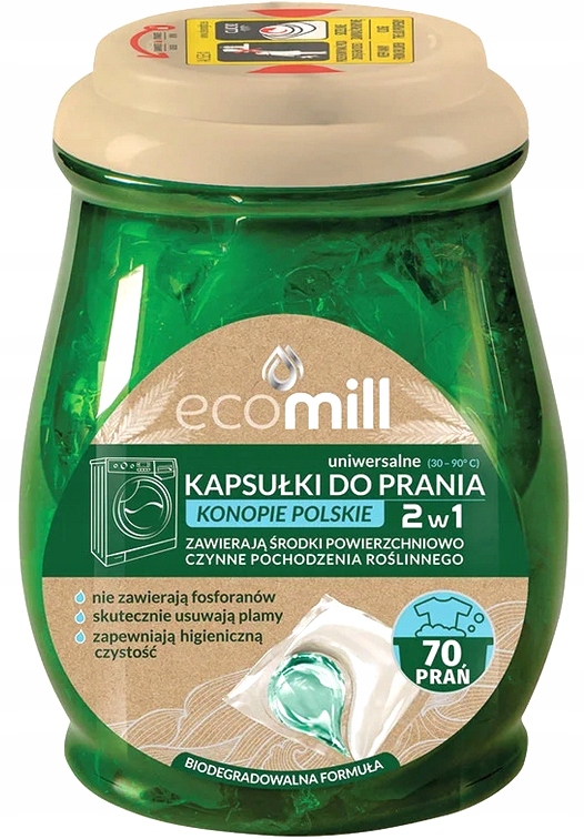 Levně Univerzální Kapsle Na Praní Účinné Konopí Polské Ecomill 70ks