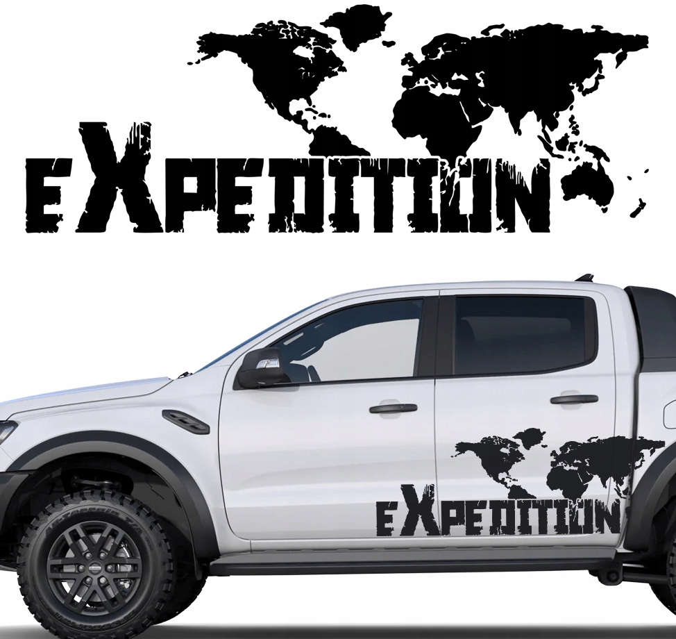 2x NAKLEJKA OFFROAD Expedition Mapa swiata 118x42