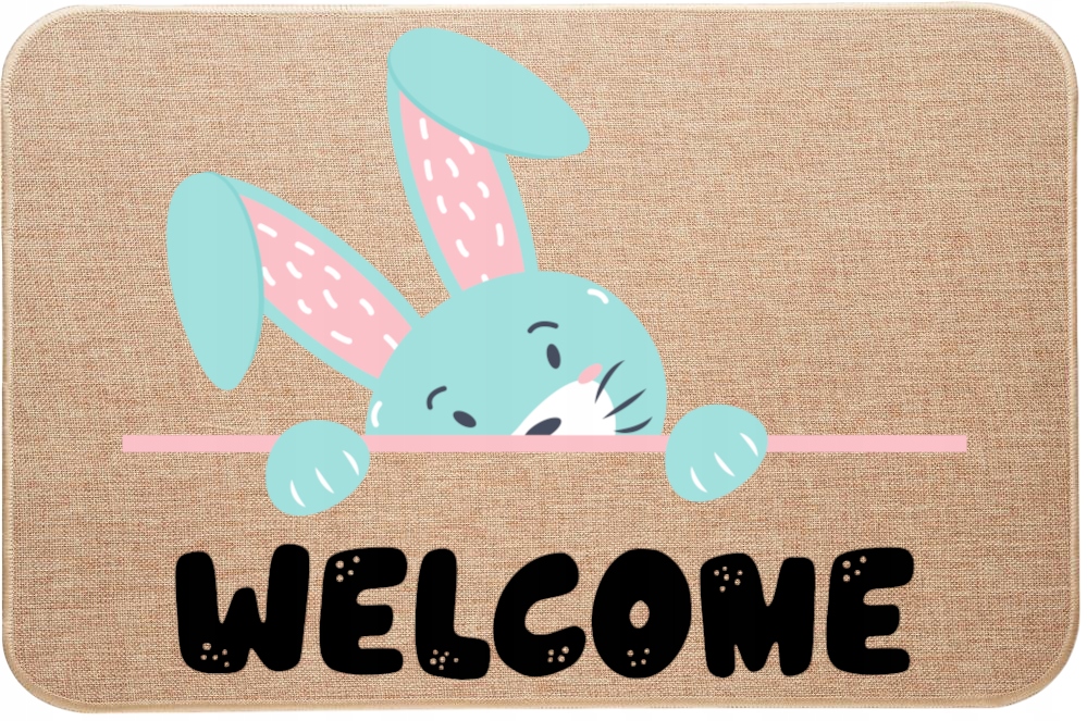 Rohožka z ľanu pod dvere Veľkonočný králik Welcome Vitajte