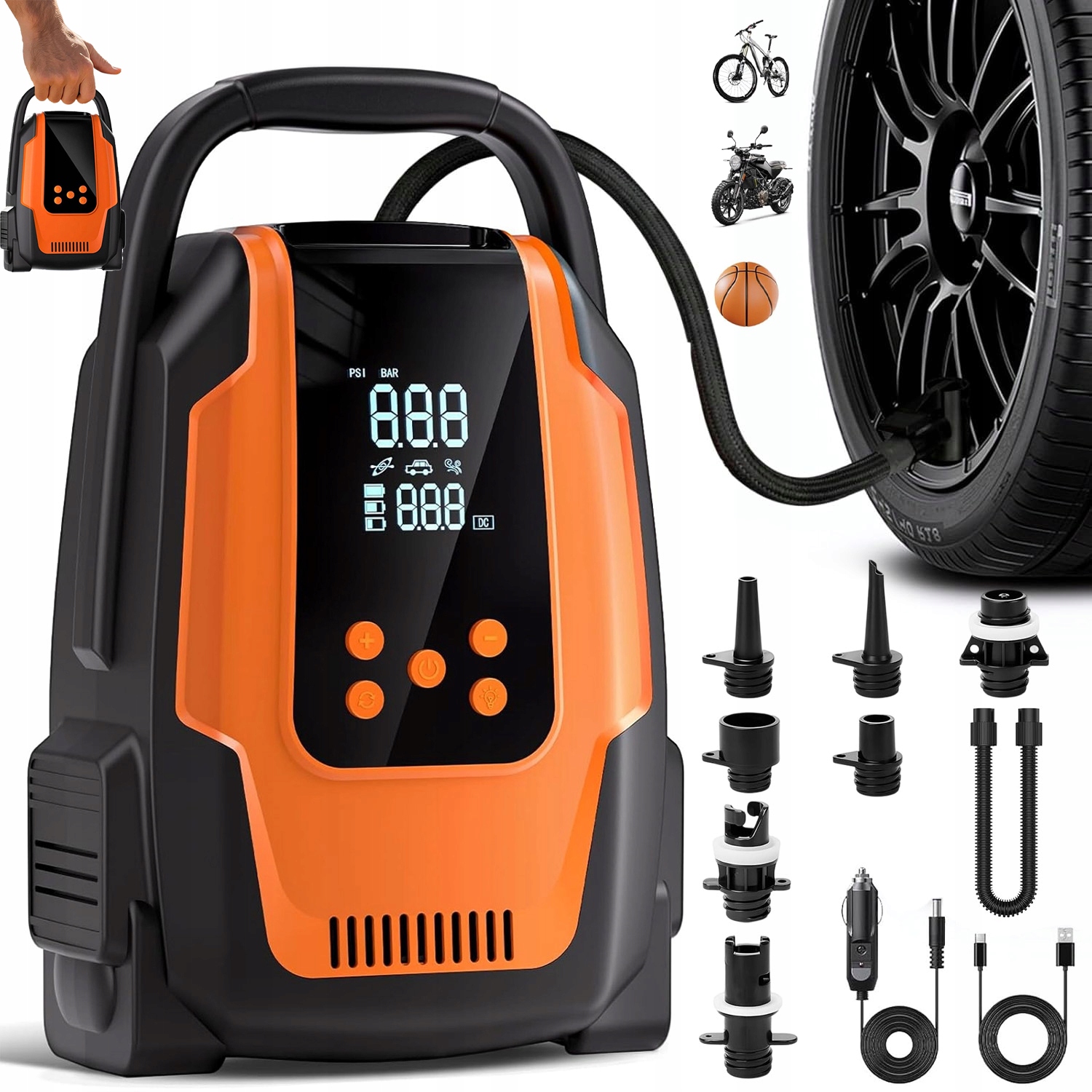 Pompka Elektryczna Deski Sup Samochodowa Szybka Wymienne Końcówki Z Led