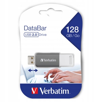 Verbatim Usb flash disk Usb 2.0 128GB DataBar szary 49456 do archiwizacji