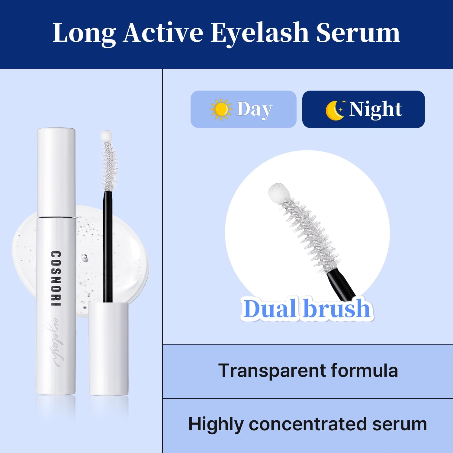 COSNORI Serum Wegańskie Przyspieszające Wzrost Rzęs Peptydy Hyaluronowe — miniatura 4