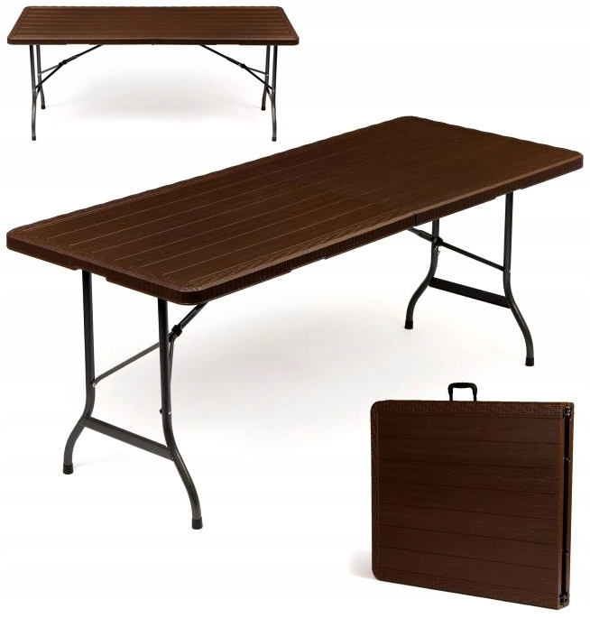 Stół cateringowy bankietowy ogrodowy składany 180 brązowy