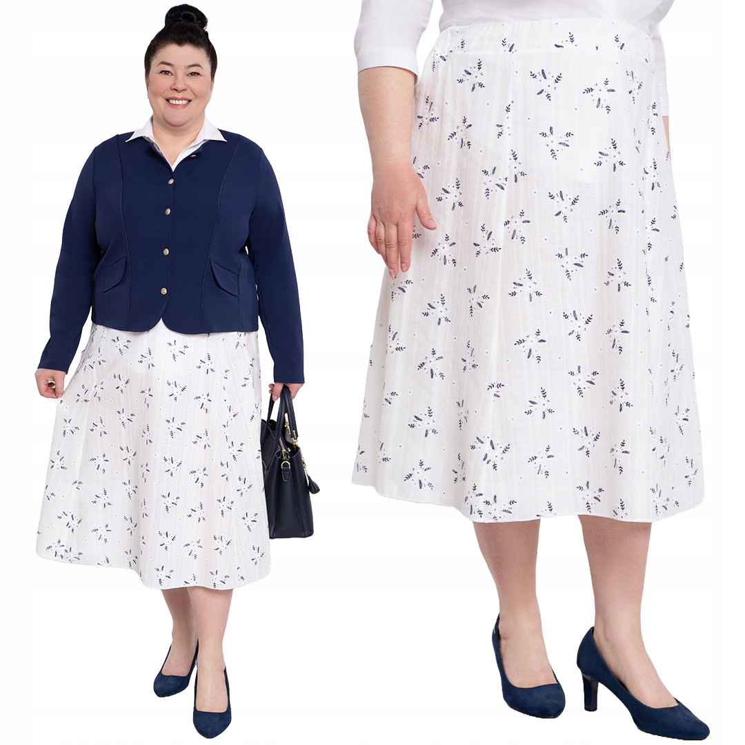 Bavlněná bílá sukně s květinami 48/50