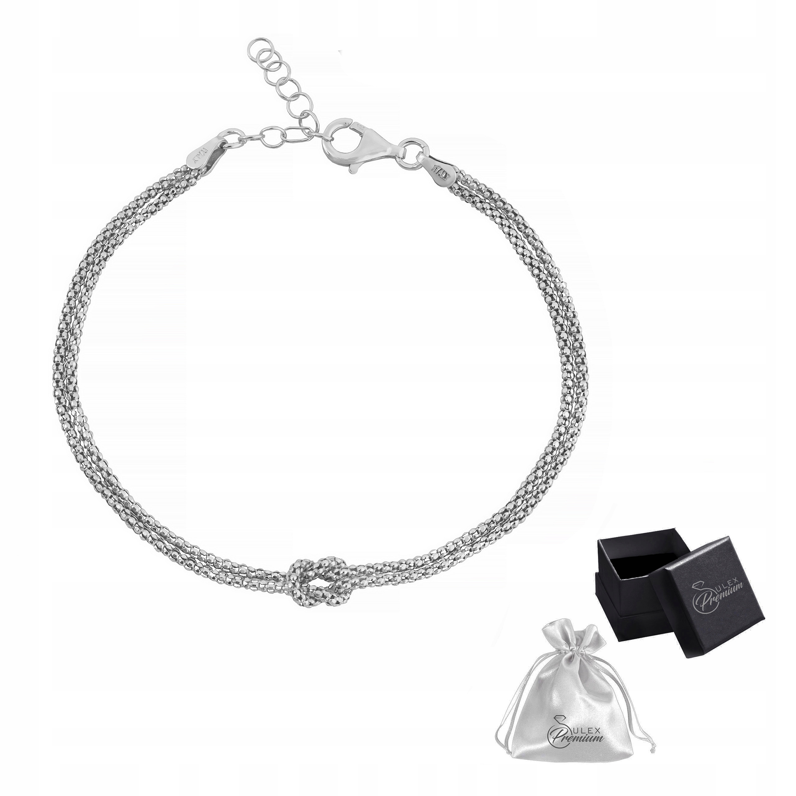Stříbrný náramek ryzost 925 Elegantní Rhodiovaný s uzlíčkem pro ni