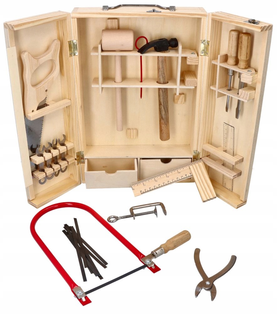 ZABAWKI DLA DZIECI DREWNIANA SKRZYNKA NARZĘDZIA DO MAJSTERKOWANIA Kod producenta 8591864919314