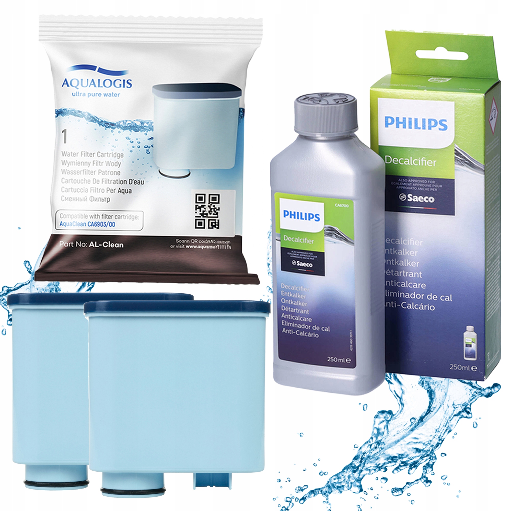 2x Filtr Wody Do Ekspresu Saeco AL-Clean Odkamieniacz 250ml