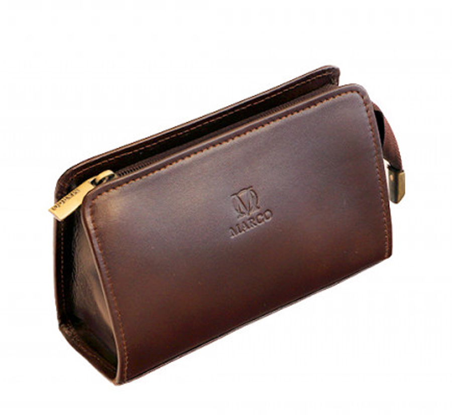 Kosmetyczka damska ze skóry naturalnej, saszetka K-09 Brązowa