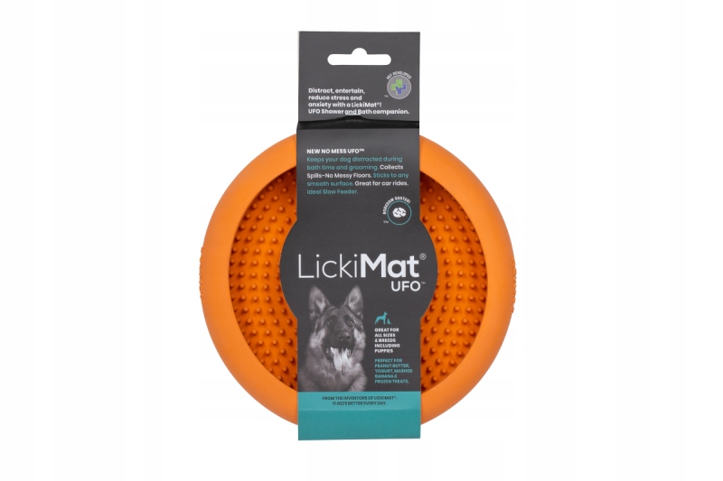 LickiMat Ufo lízací podložka pro psa s přísavkami Oranžová 18 cm
