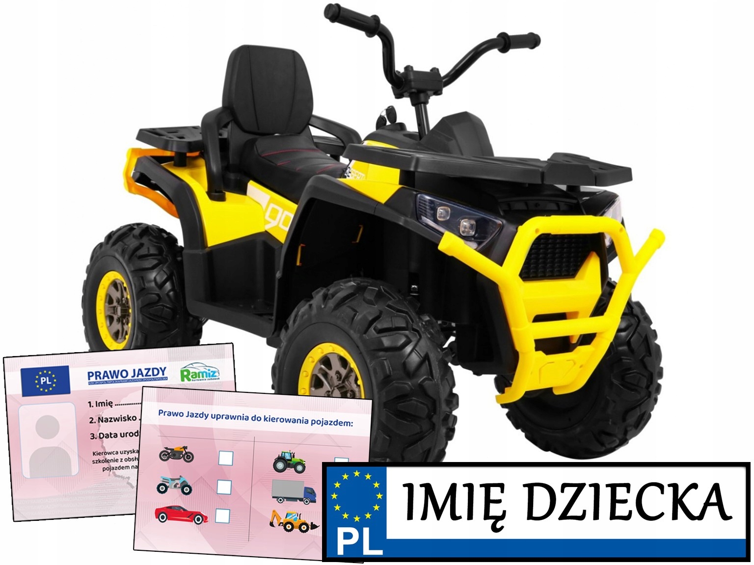 Pojazd Na Akumulator dla dzieci Quad Atv Desert zmienny napęd Tablica Imię