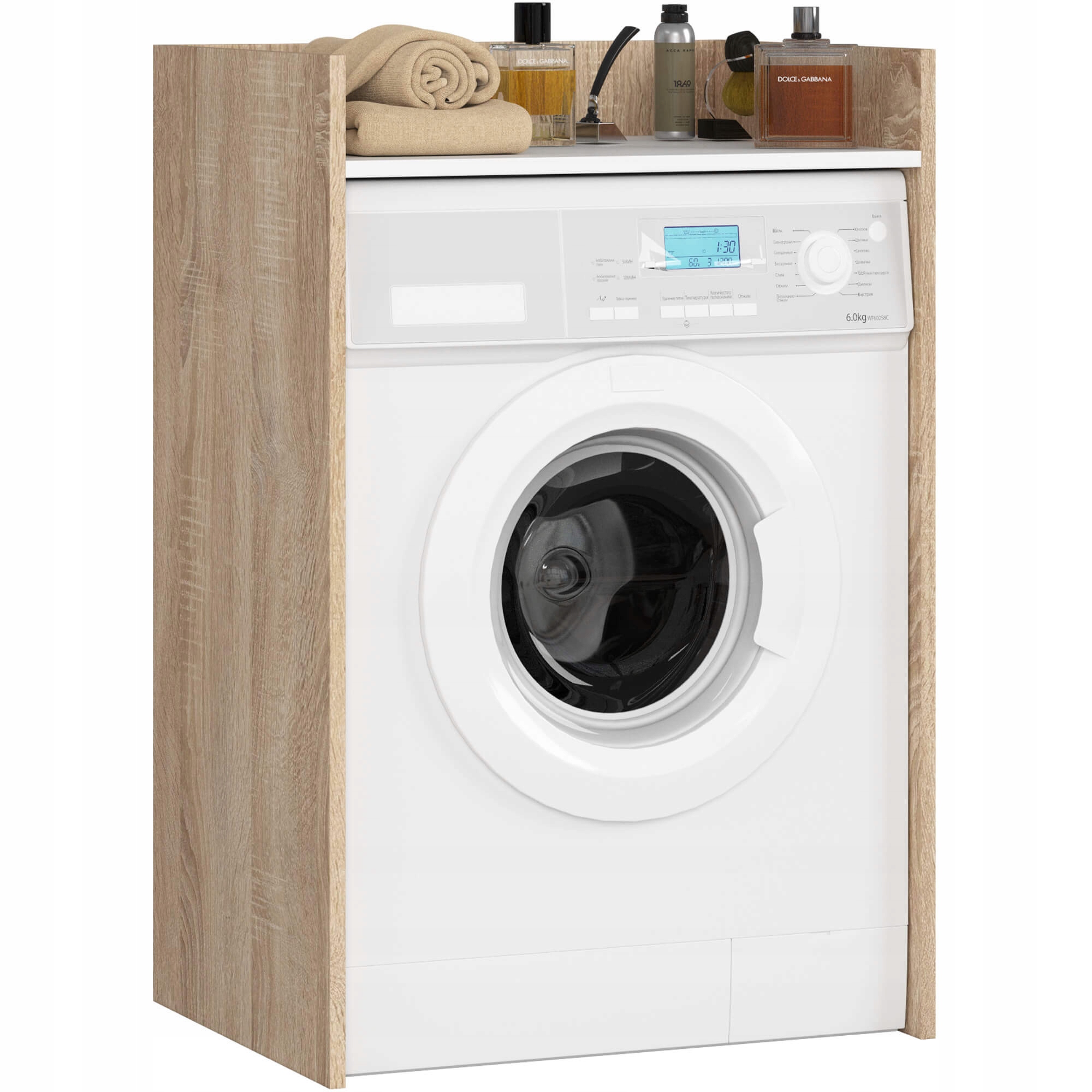 Korpus pro pračku 64x98x50 cm dub sonoma bílá skříň Fin