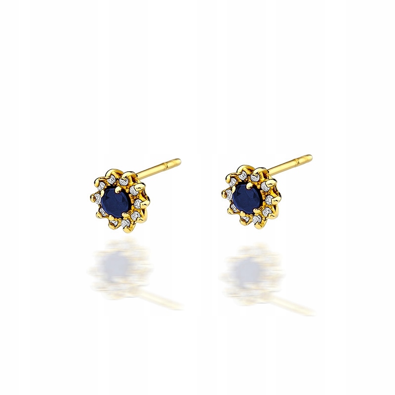 

Złote Kolczyki 585 Brylanty 0,18 ct Szafir 0,30 ct