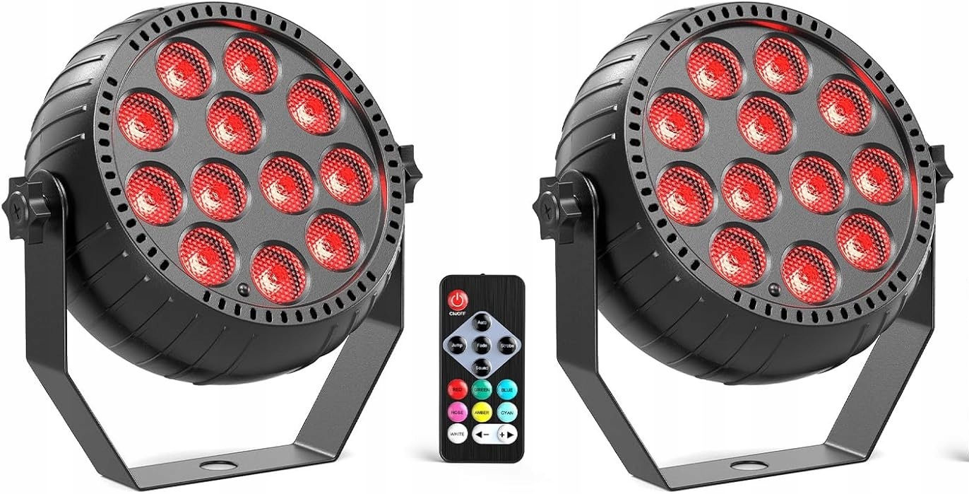 Mini reflektor LED RGB 12xLED Aku Pilot Efekty świetlne Imprezy 2 sztuki