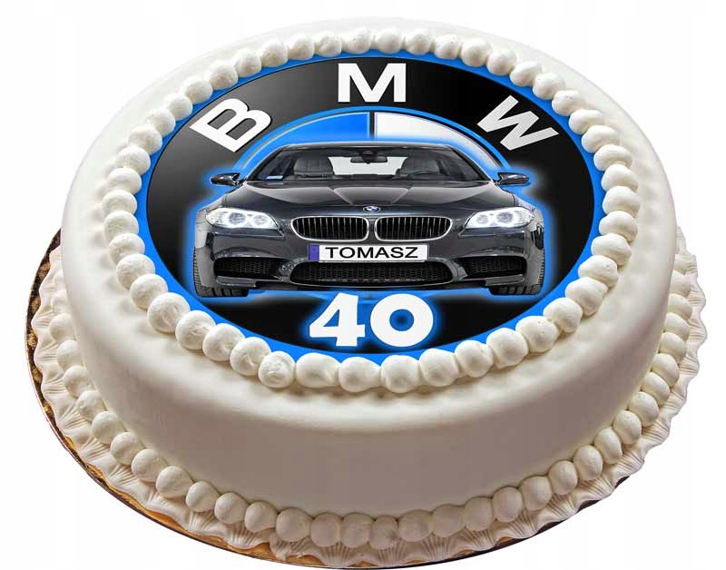 OPŁATEK na tort logo BMW front auta + imię i wiek
