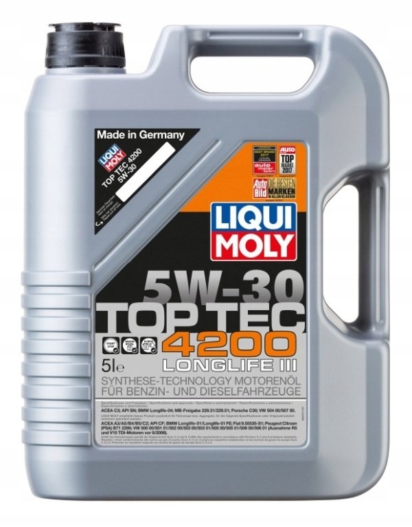 Liqui Moly Top Tec 4200 5W-30 5L – motorový olej Vw/dpf/bmw/mb