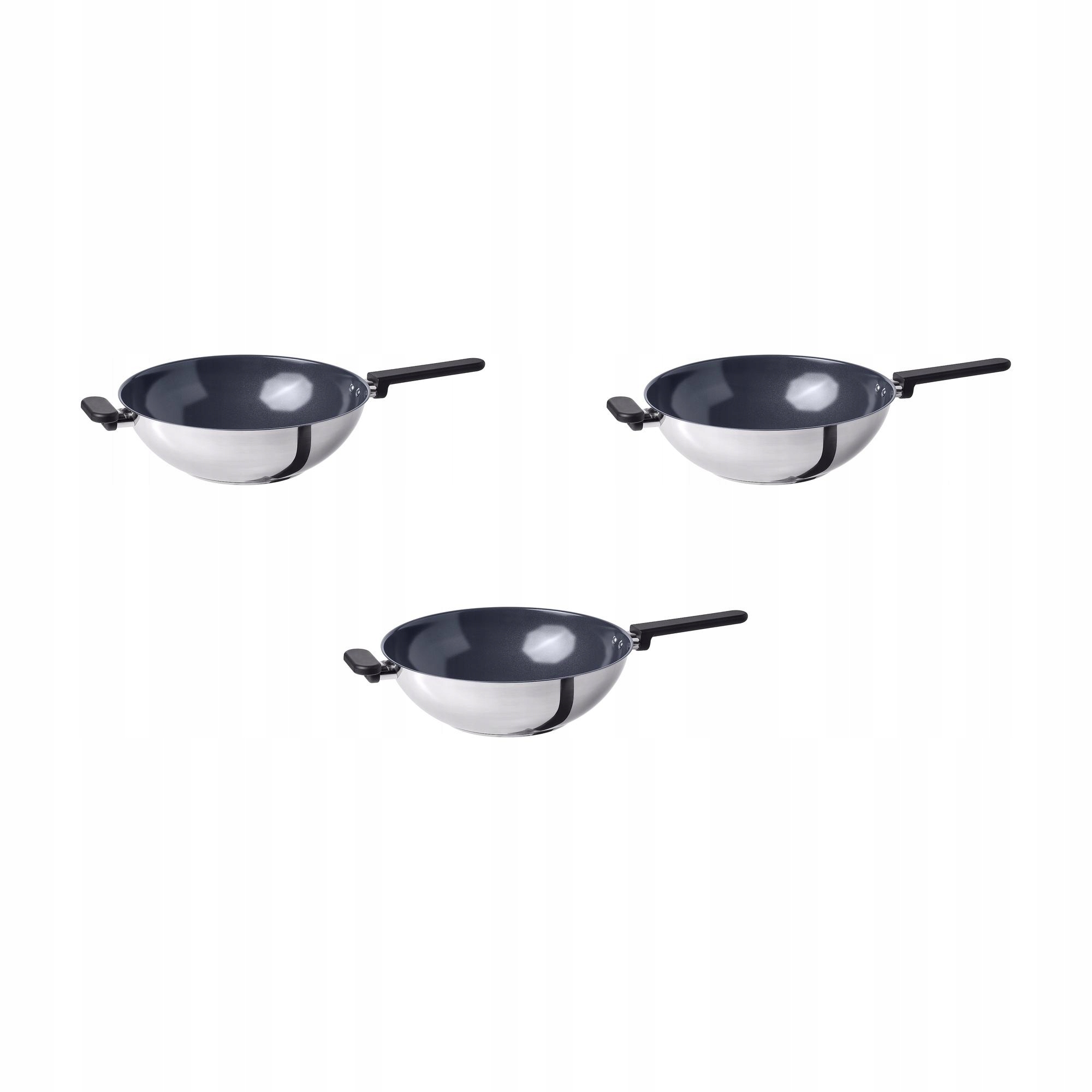 3 ks Wok Middagsmat 32 cm nerezová ocel, nepřilnavý povrch