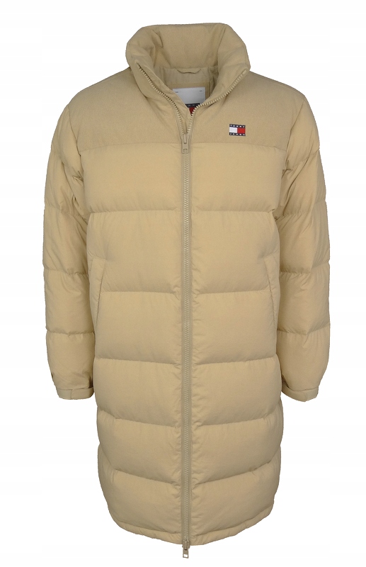 Tommy Jeans, pánská péřová prošívaná bunda, béžová, velikost XL