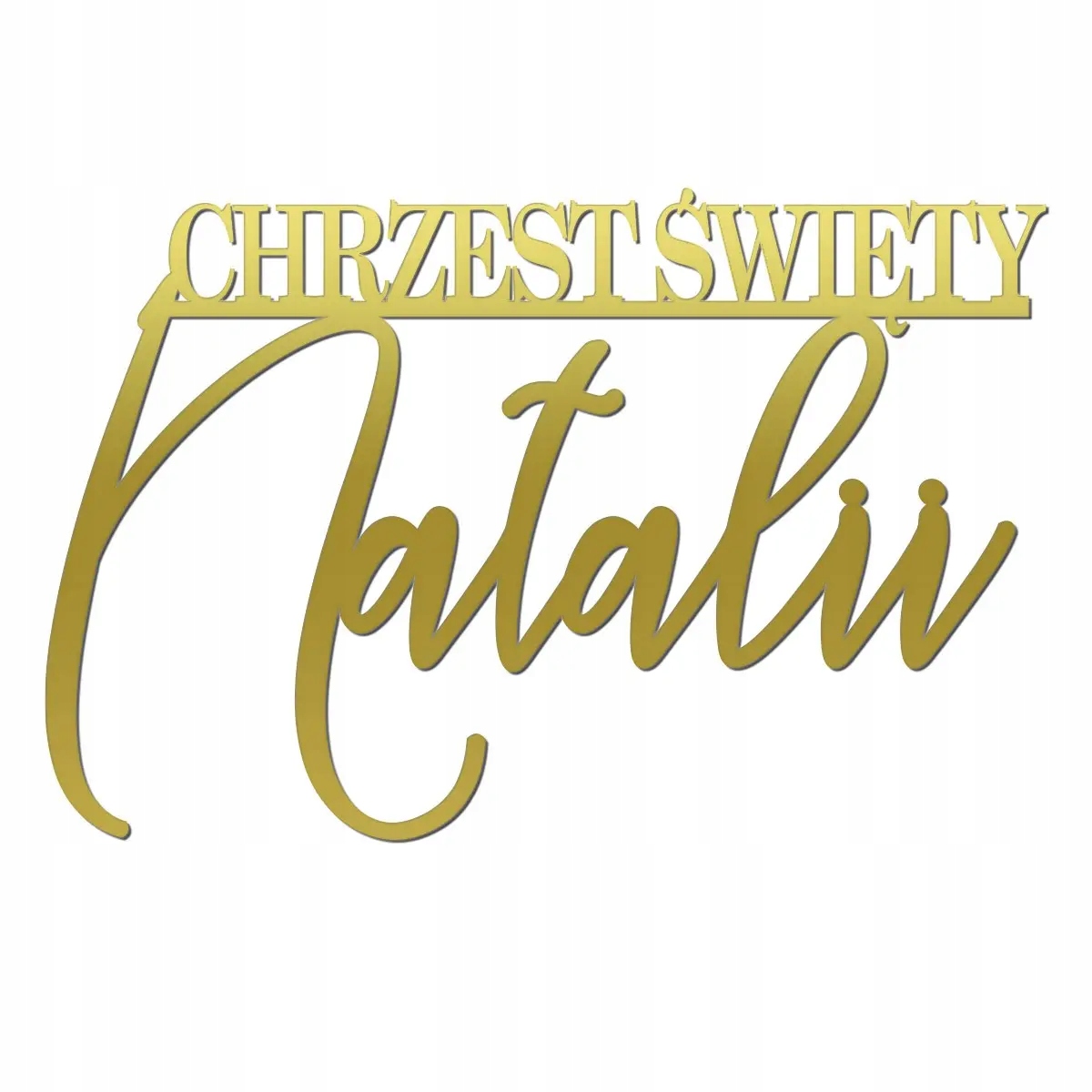 Topper na bok Dekoracja CHRZEST ŚWIĘTY napis ZŁOTY