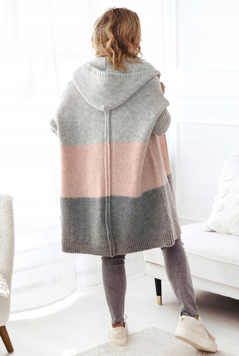 Stylowy SWETER Kardigan z Kapturem Polska Materiał dominujący akryl