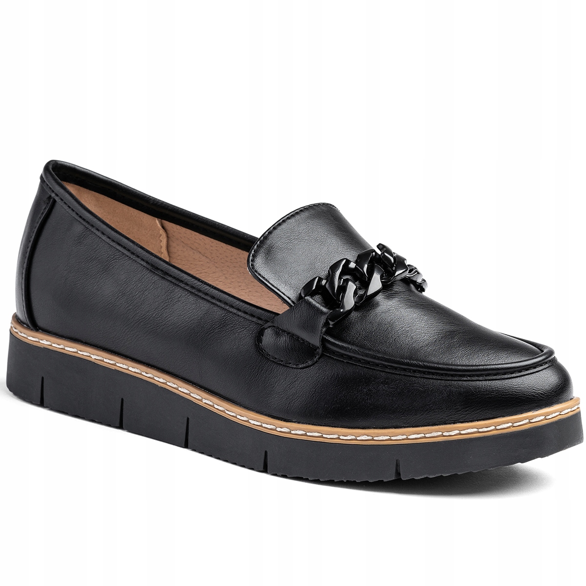 Polobotky lordsy dámské platforma w.KŮŽE mokasíny s řetězem Wojtyłko 41