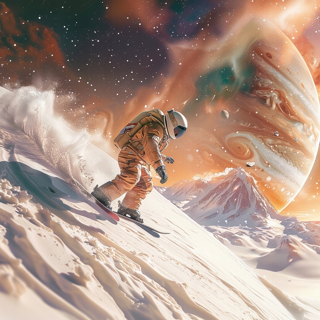Obraz Na Plátně Canvas Kosmos Astronauta Lyžař Lyže Jupiter 80x80