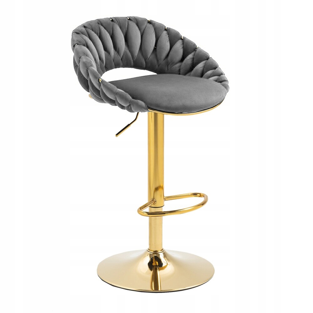 Barová Židle nastavitelná barová židle Farviso šedo/zlatá velur elegantní glamour