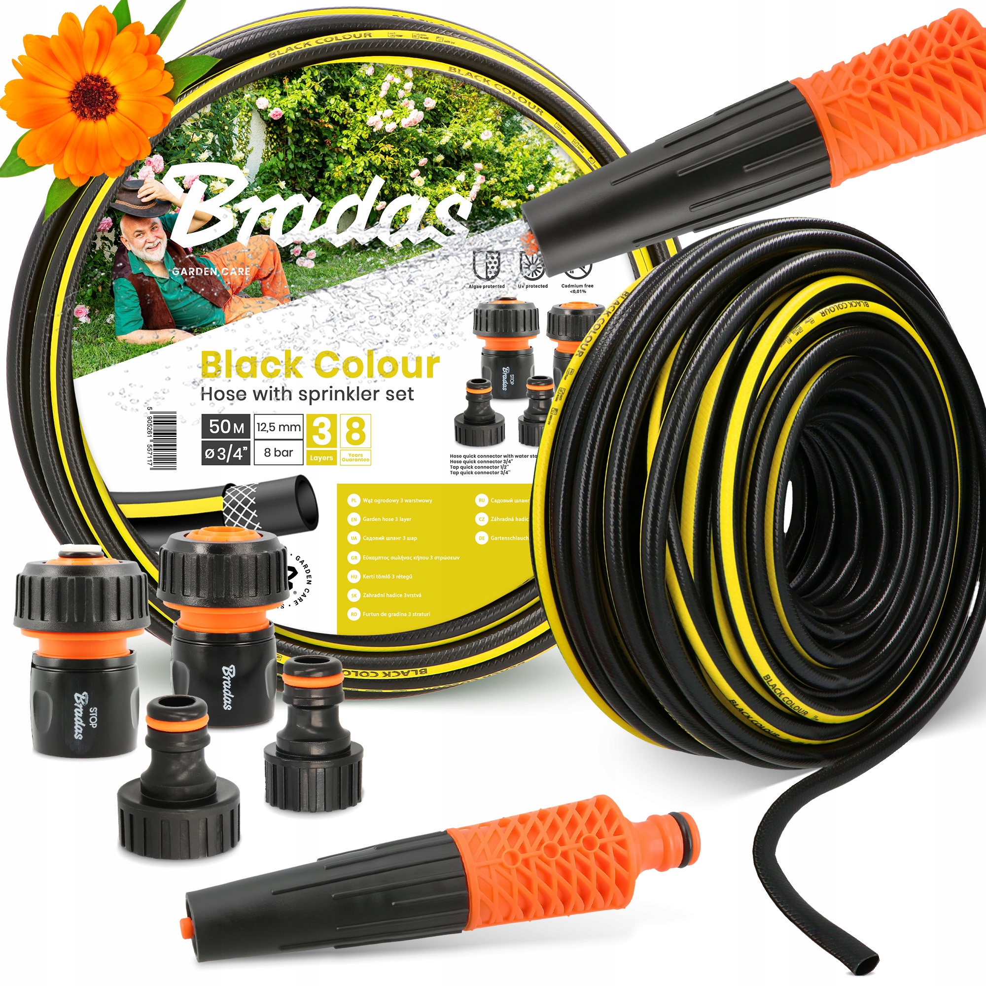 Záhradná Hadica 3/4 Vody Zvinovacia 50 m Zavlažovanie Šlauf 3-VRSTVOVÁ Gumová Yo