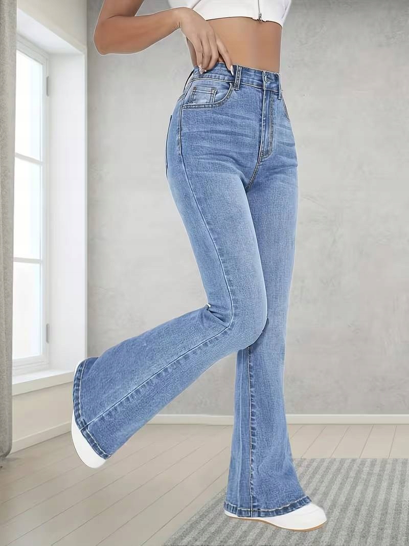 Szwedy z szerokimi nogawkami damskie dzwony Flare Błękitne