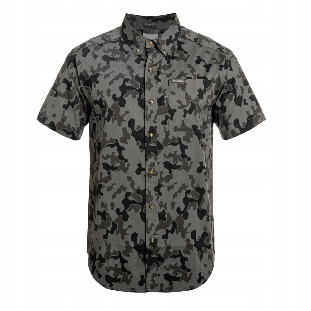 Košile Columbia Rapid Rivers s potiskem a krátkým rukávem Charcoal/Midrange Camo S