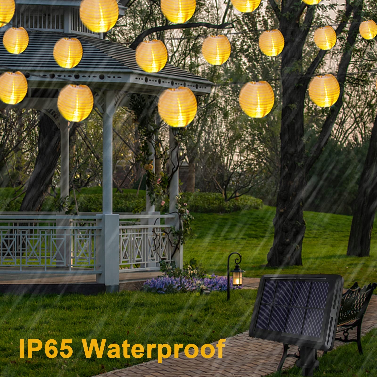BOWFAR Solarna Girlanda Lampiony 10M 50 LED 8 Trybów Ogród Balkon — miniatura 5