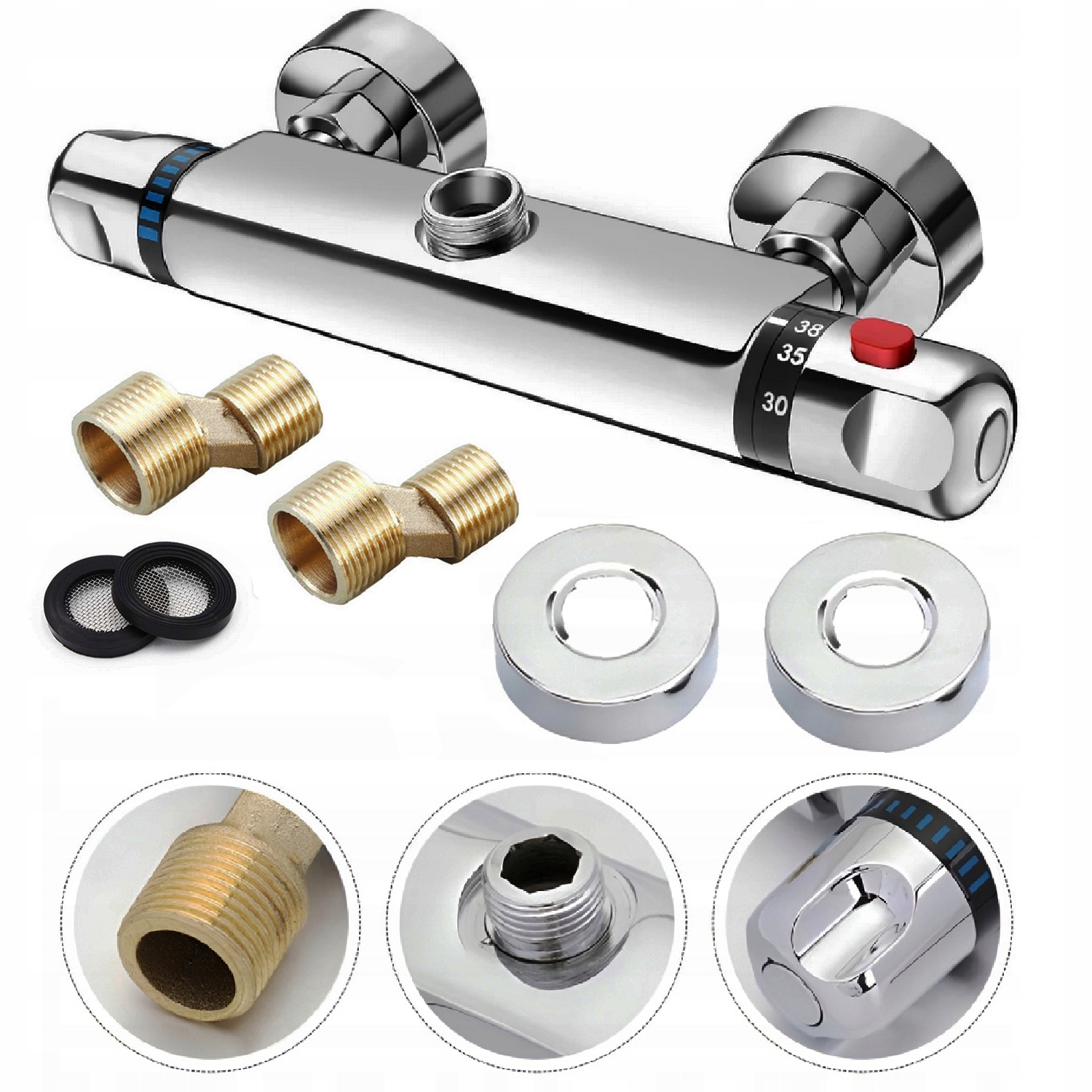 Koupelnová Termostatická Sprchová Nástěnná Baterie Sada Termostatů