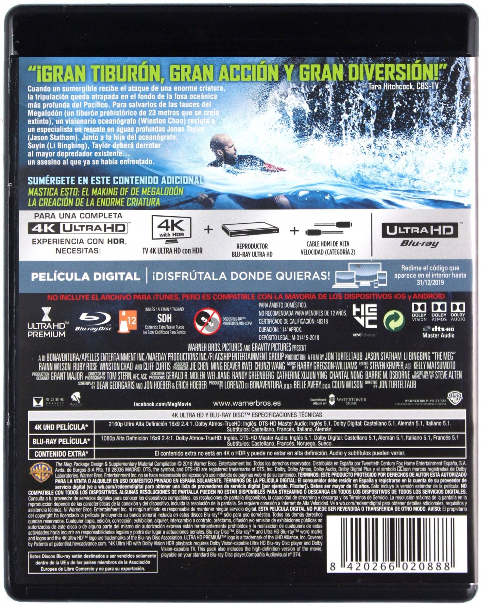 THE MEG (BLU-RAY 4K)+(BLU-RAY) Lektor PL Stan opakowania oryginalne