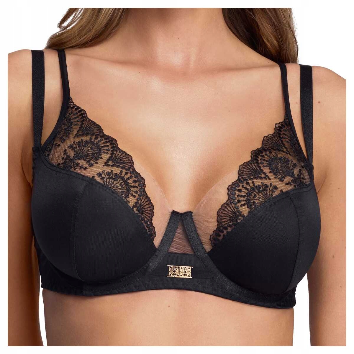 Ava Měkká podprsenka typu soft s krajkou a kosticemi 2199, černá, 85E