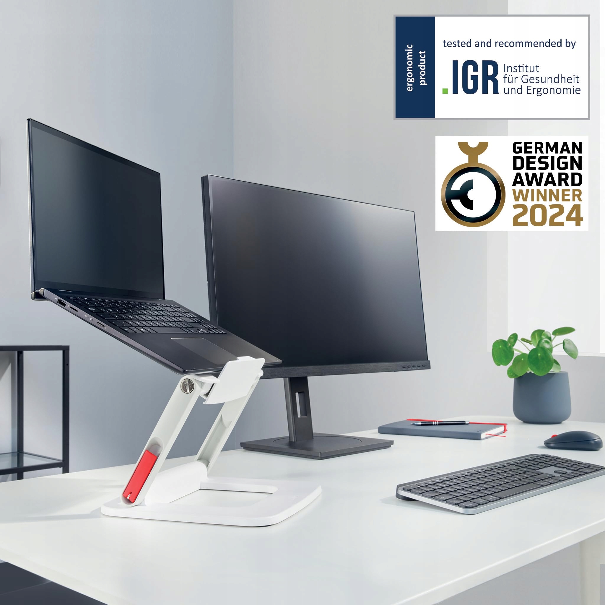 LEITZ ERGO REGULOWANY STOJAK NA LAPTOP 13-15 CAL KOMPAKTOWY BIAŁY — miniatura 4