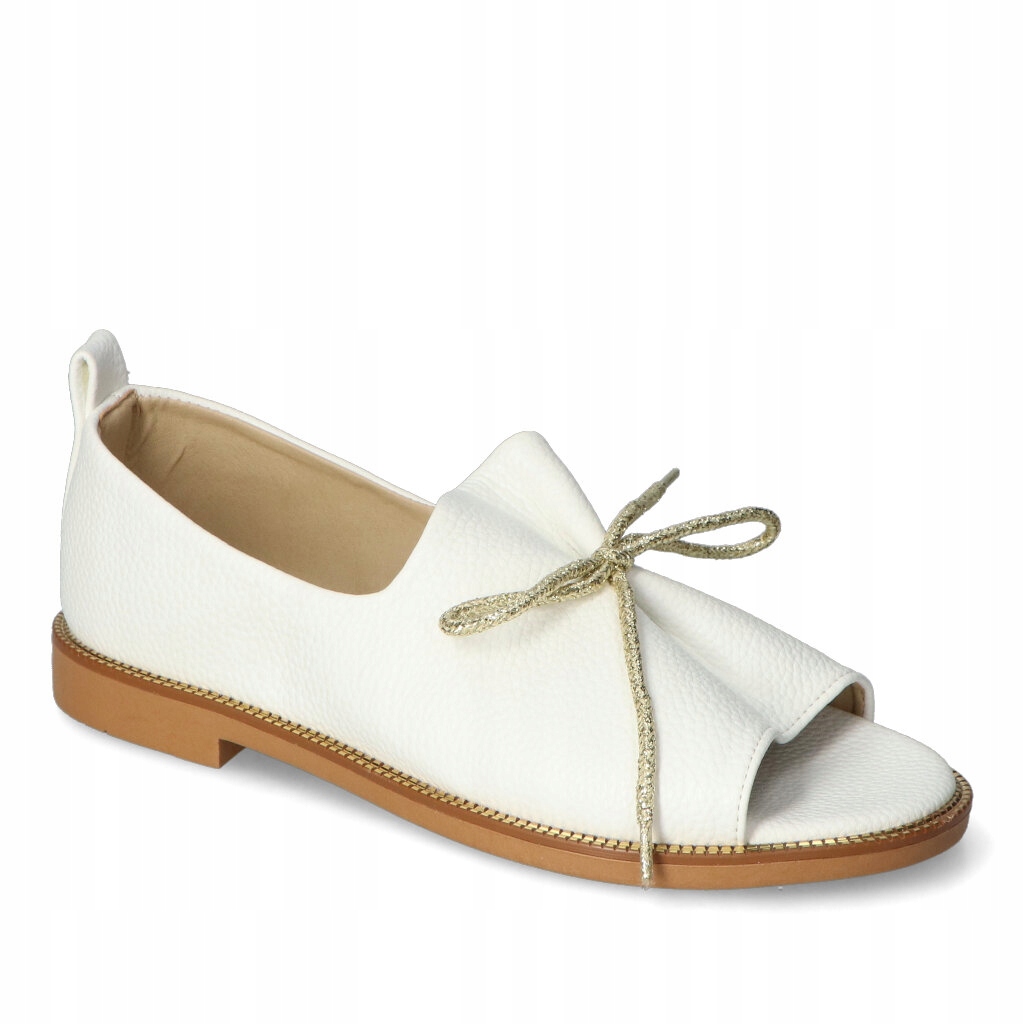 Módní polobotky s odhalenými prsty Sandály Kamex-But Malaga Bílá Hrách 36