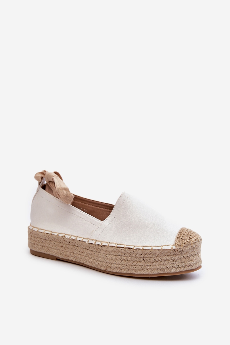 ESPADRYLE DAMSKIE NA PLATFORMIE Z PLECIONKĄ WIĄZANE BIAŁE 38 Płeć kobieta