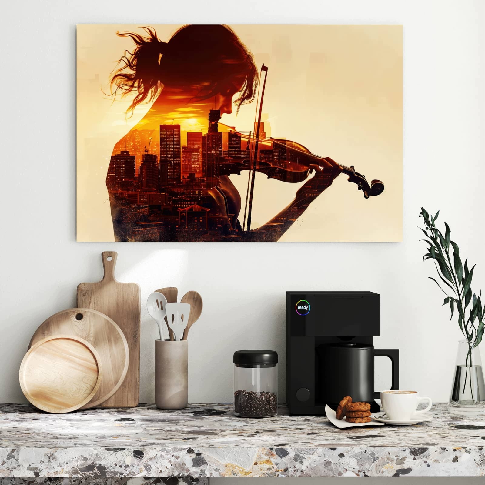 Magnetická tabule Skrzypce Panorama města 90 × 60 cm