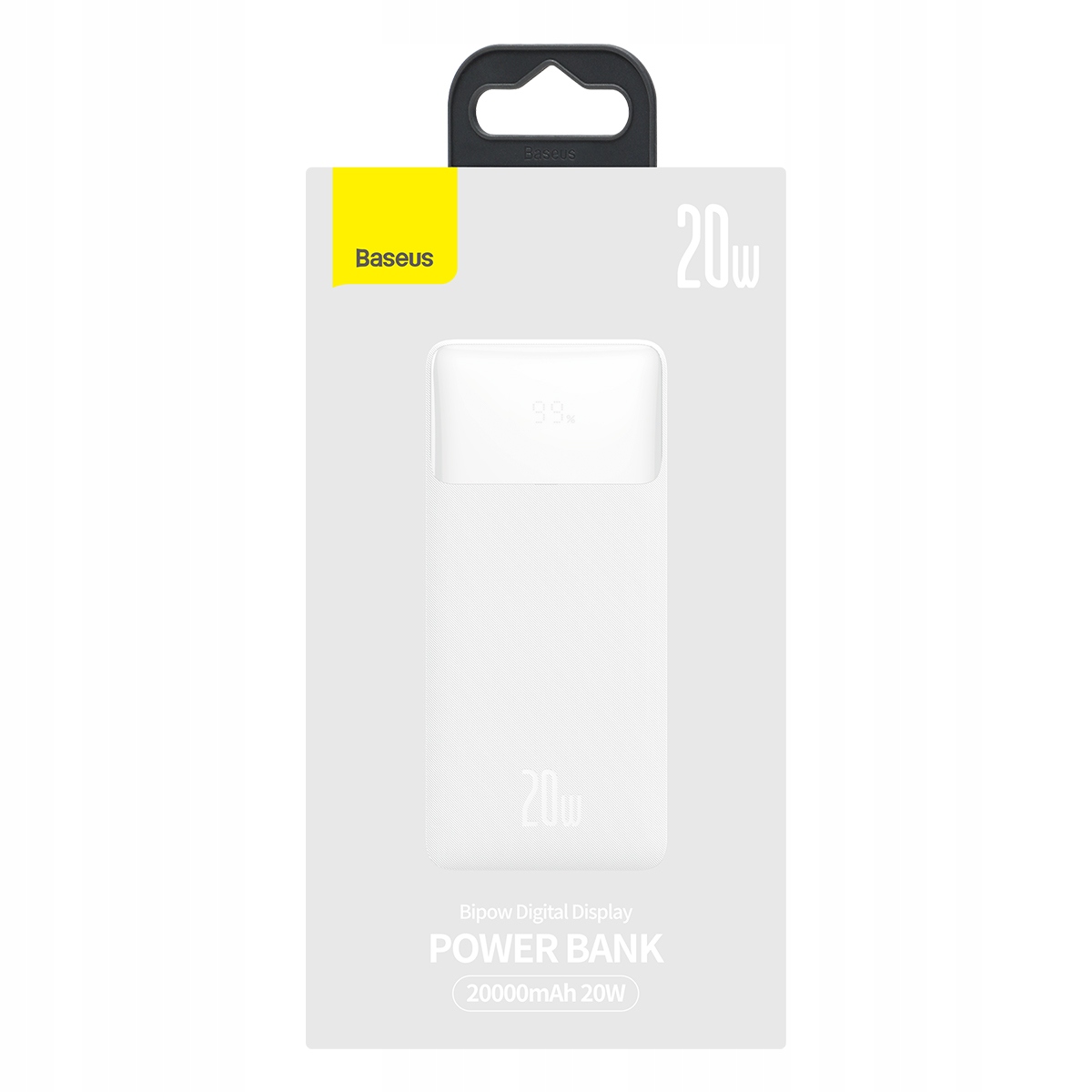 BASEUS POWER BANK 20000mah POWERBANK 20W PD 3x USB USB-C TYP-C 3A QC 3.0 Kolor biały