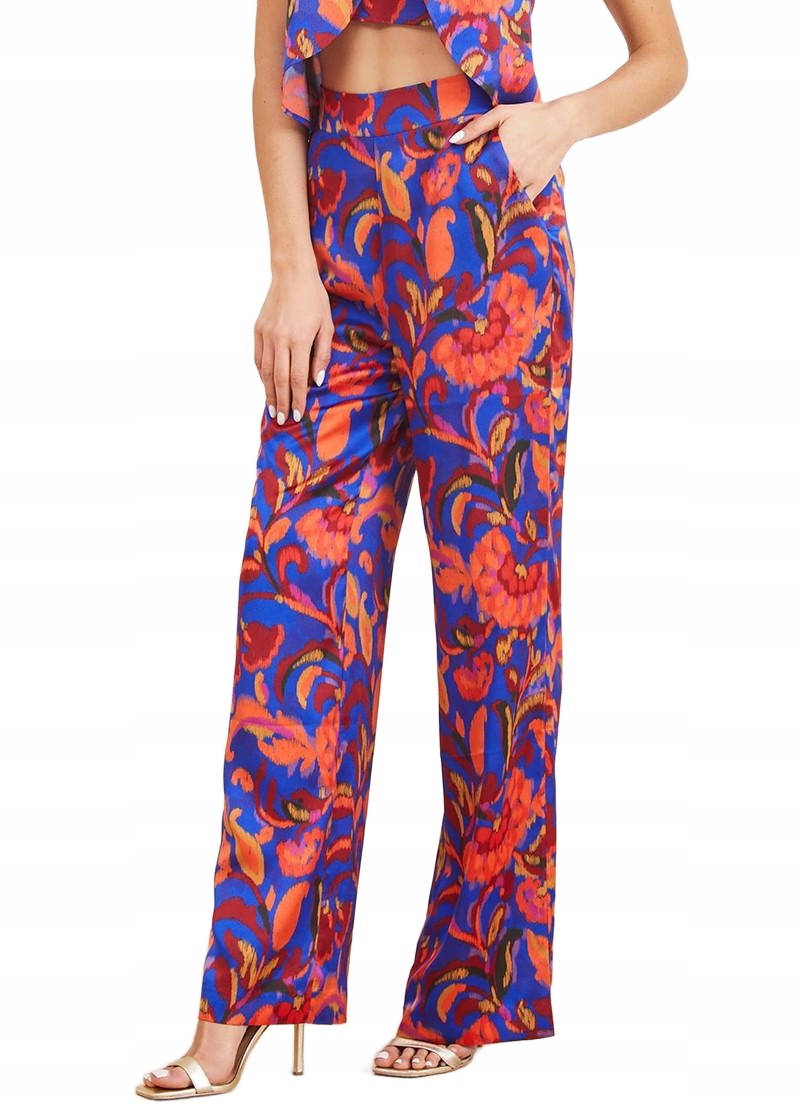 Marciano Guess Elegantní Kalhoty S Květinovým Vzorem Modré 38 Gga