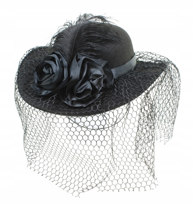 Kapelusz Czarna Wdowa HALLOWEEN Dama POGRZEB