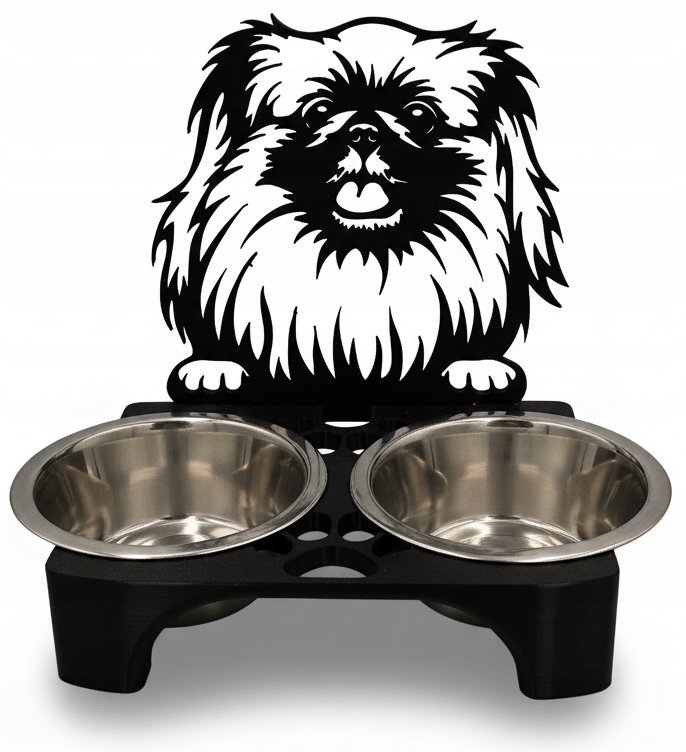 Stojan na misky pro psa 3D Misky Pekingský Palácový Psík 2 x 400 ml