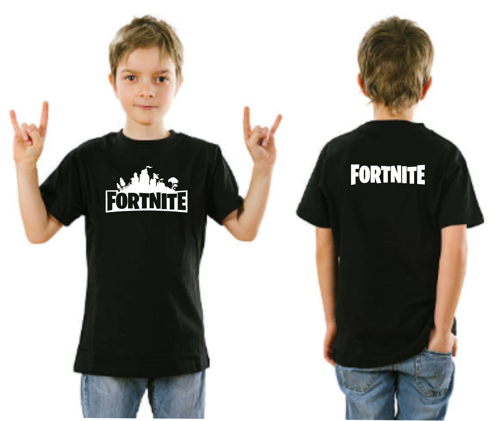 

Koszulka czarna nadruk Fortnite przód+tył