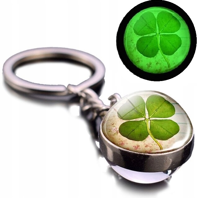 BRELOK CZTEROLISTNA KONICZYNA LUCK NA SZCZĘŚCIE ŚWIECI KONICZYNA KULKA