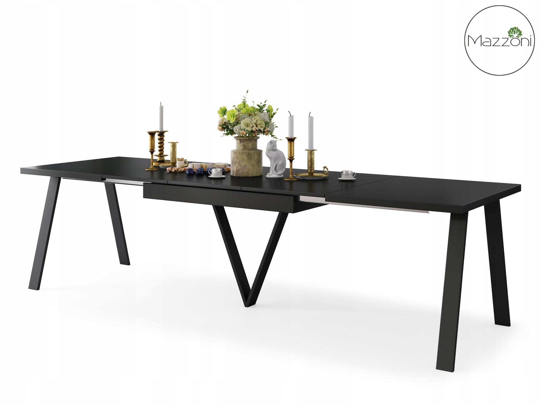 AVERY Czarny Mat | DUŻY STÓŁ LOFTOWY INDUSTRIALNY ROZKŁADANY DO 290 cm! Materiał blatu płyta laminowana