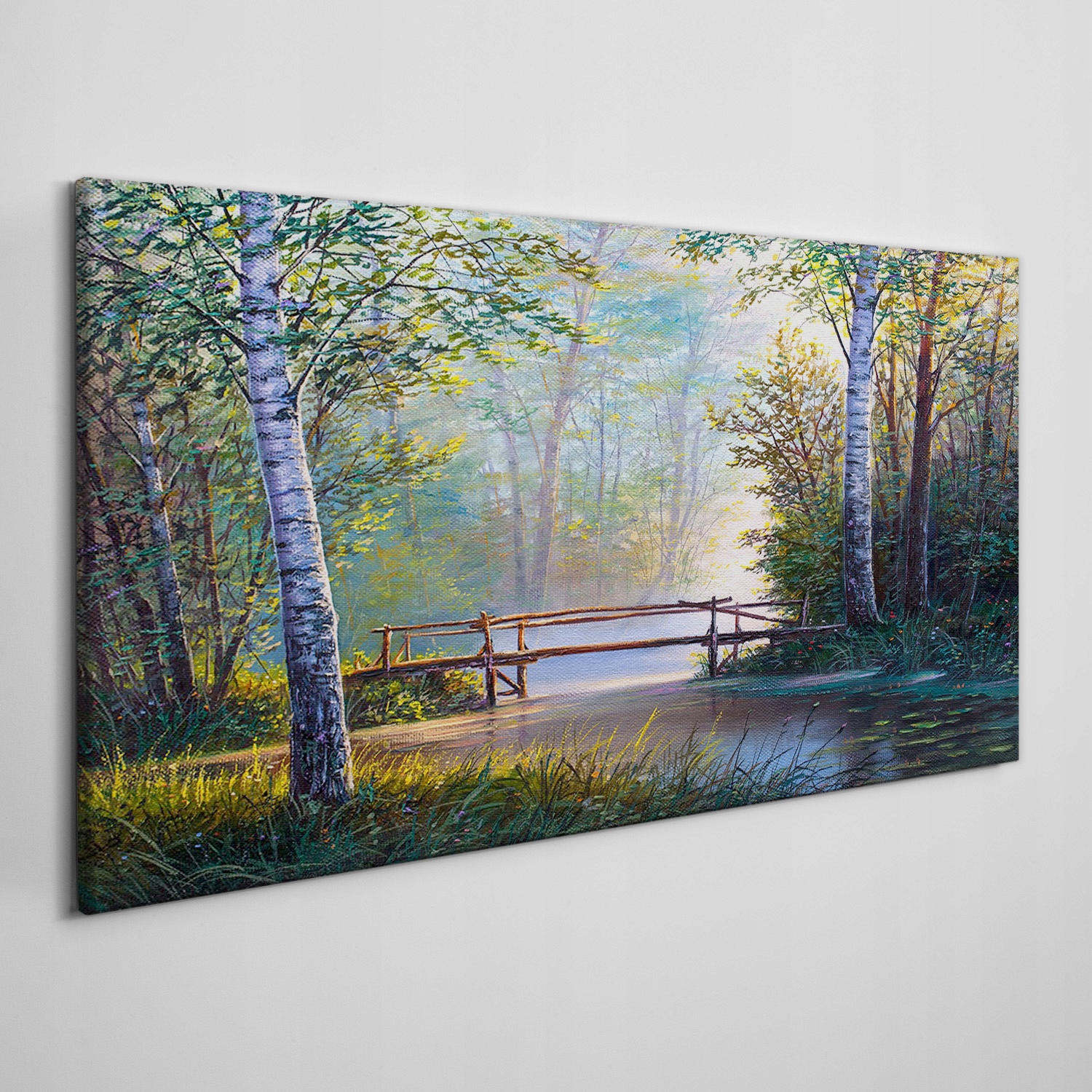 

Obraz na płótnie Las rzeka most przyroda 100x50 cm