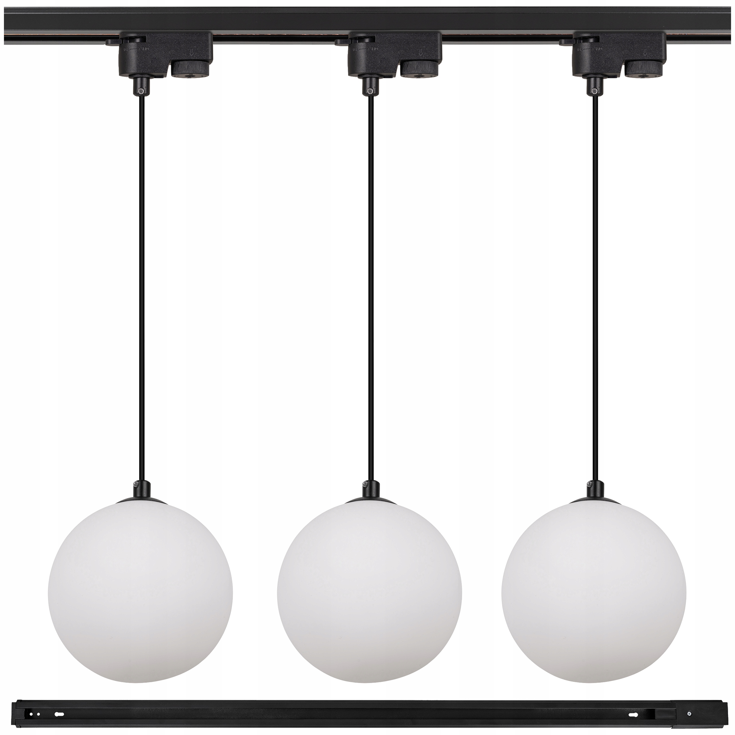 Koľajnicové osvetlenie Lišta 1m 3x Závesné svietidlo biela guľa Led lampa IP20