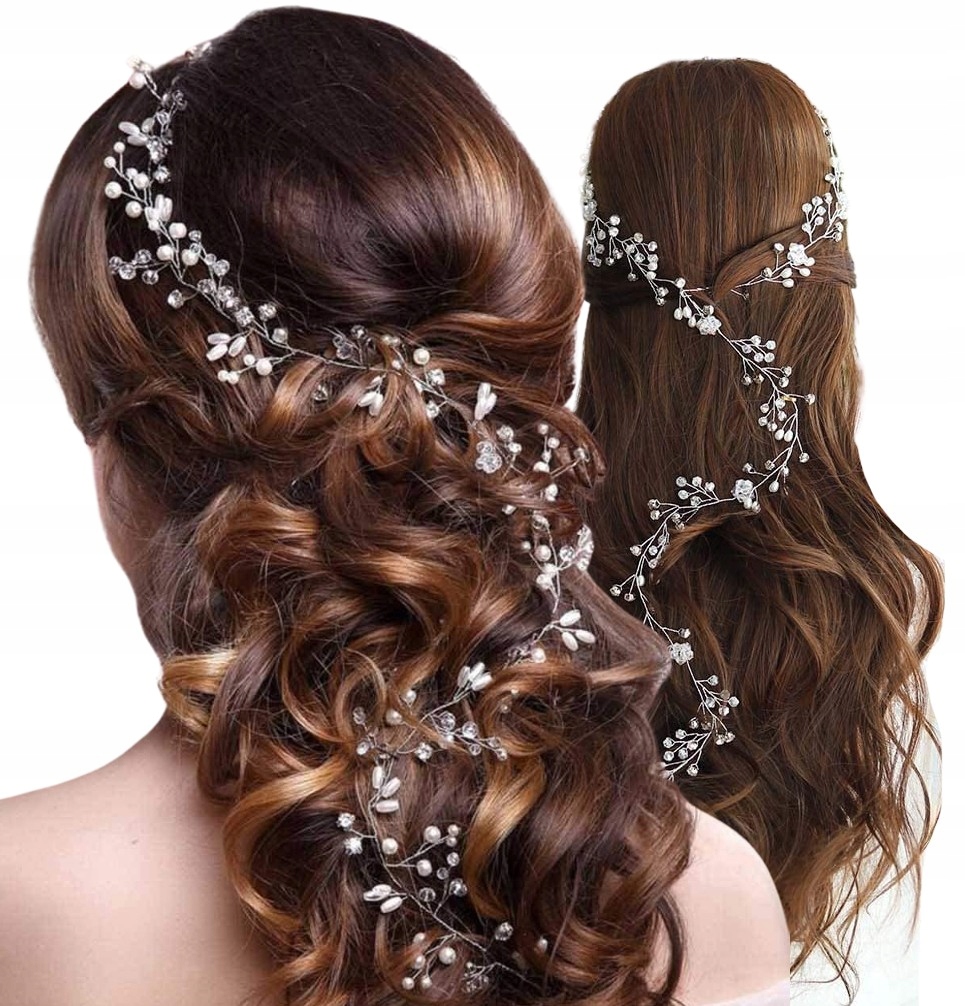 

Srebrna Opaska na druciku diadem do włosów gałązka