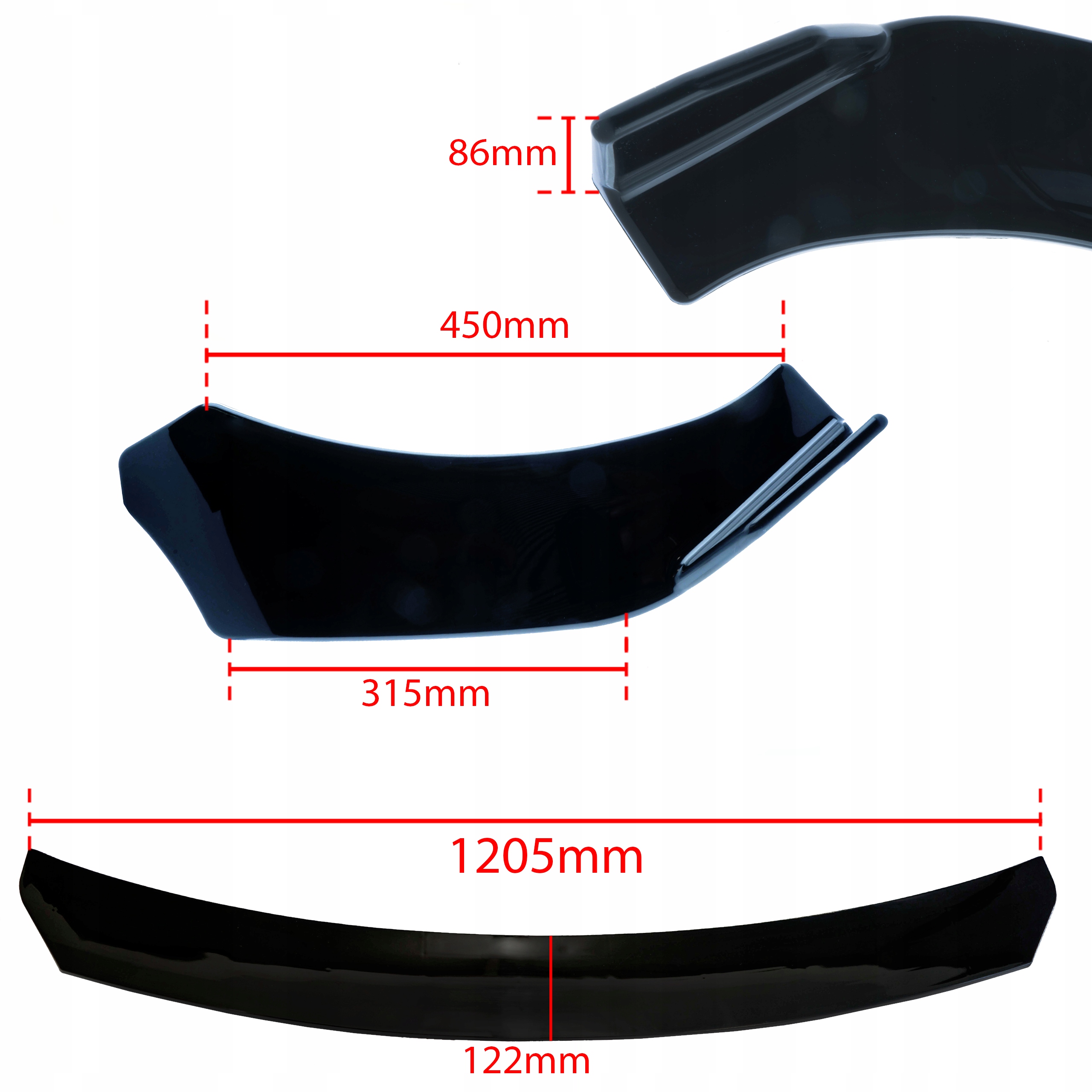 EPTUNING024 SPLITTER PRZEDNIEGO ZDERZAKA DO SAMOCHODU - CZARNY POŁYSK EAN (GTIN) 5902537864122