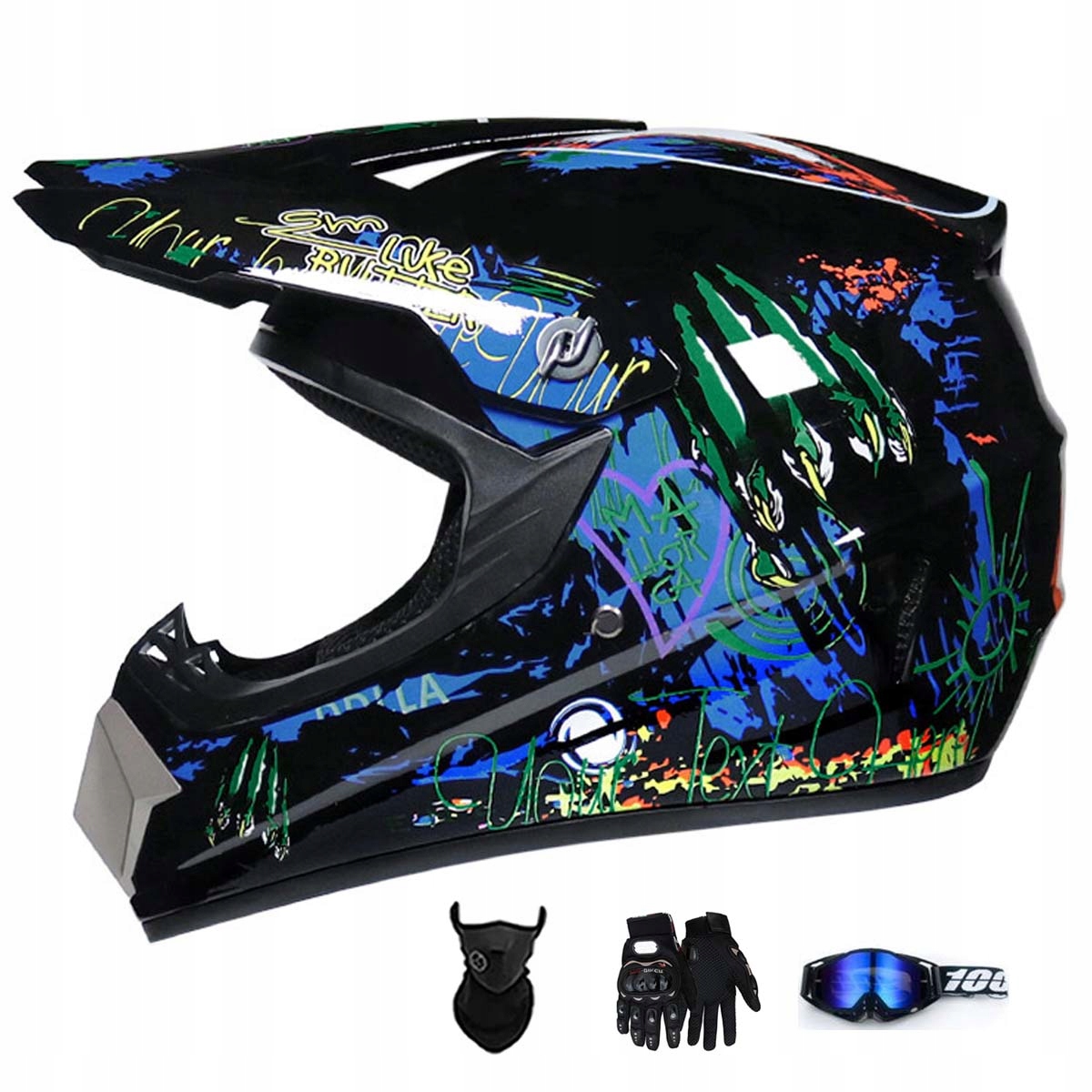 Motocyklová Přilba Lehká Enduro Quada Brýle Rukavice Maska XL